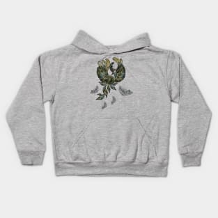 Elegant peacock in green colors. Kids Hoodie